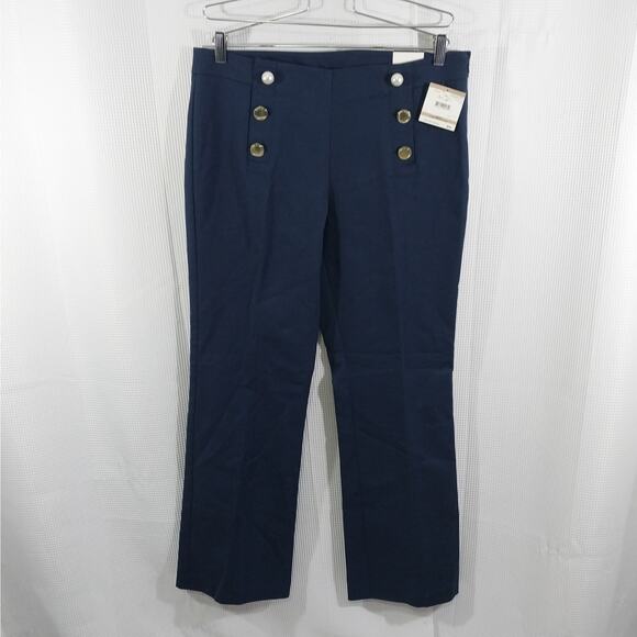 NWT@$89! ANNE KLEIN! SWEET NAVY BLUE BUTTONED SAILOR STYLE TROUSERS! SZ 12 - Picture 2 of 11